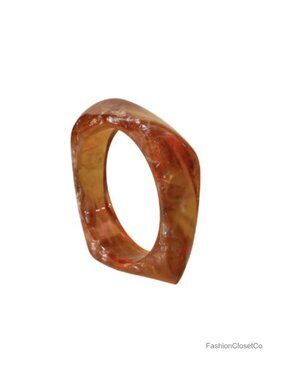 Chunky Acrylic Resin Bangle Bracelet Set - 5 Pack, Statement Plastic Wristbands